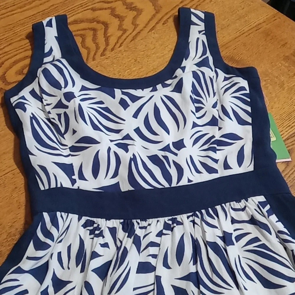 LILLY PULITZER DRESS 2 Womens NAVY BLUE WHITE New Summer Party Casual - Picture 5 of 12